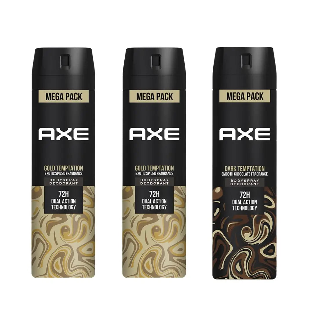 AXE Gold Temptation, 215ml (Pack of 2) and Dark Temptation, 215 ml (value pack of 3) for Men