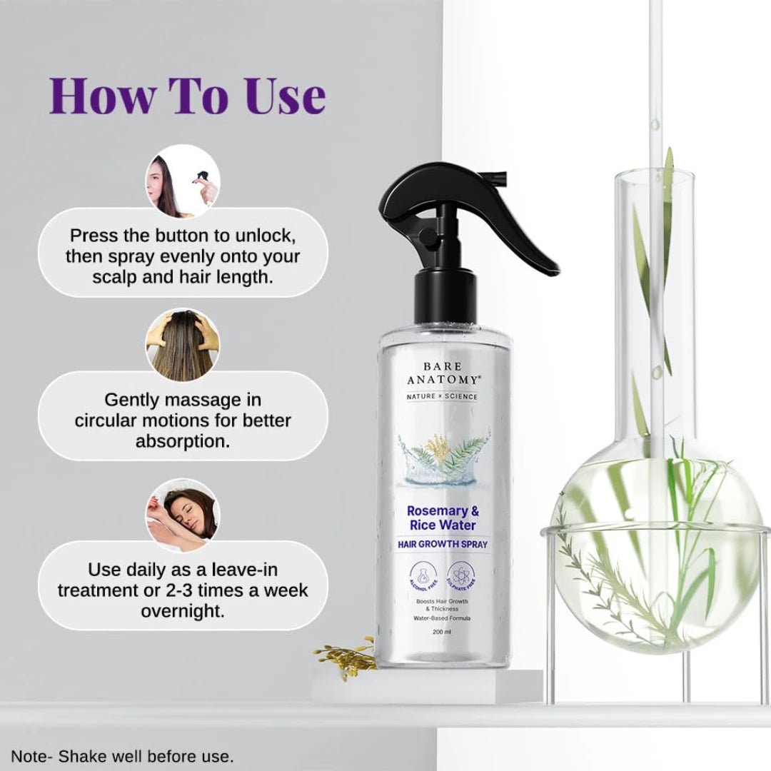Bare Anatomy Nature x Science Rosemary Water Spray with Rice Water (200ml) - Deals999