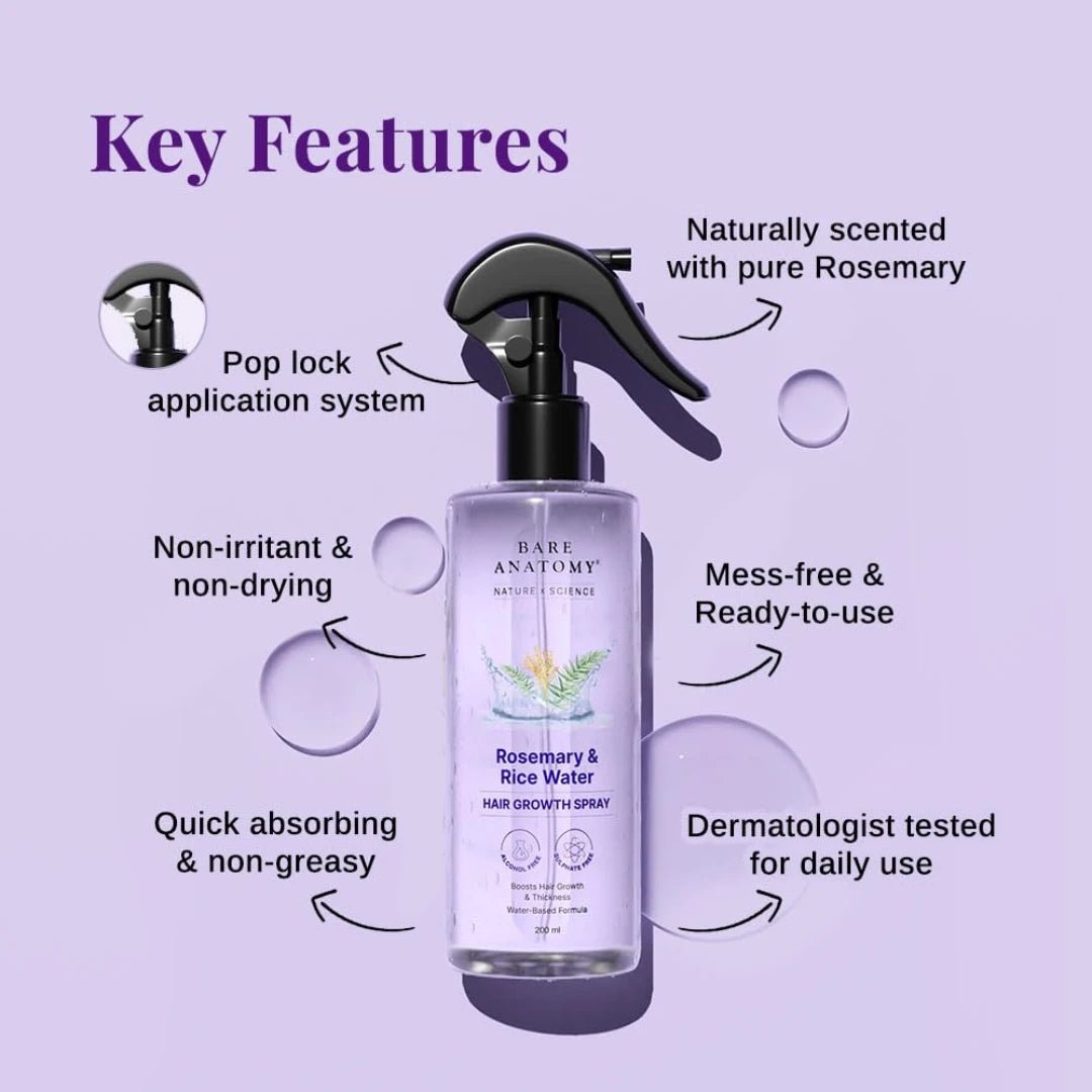 Bare Anatomy Nature x Science Rosemary Water Spray with Rice Water (200ml) - Deals999
