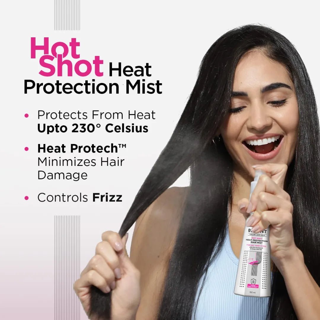 BBLUNT Hot Shot Heat Protection Hair Mist with Grape Seed Oil, No Parabens (150ml) - Deals999