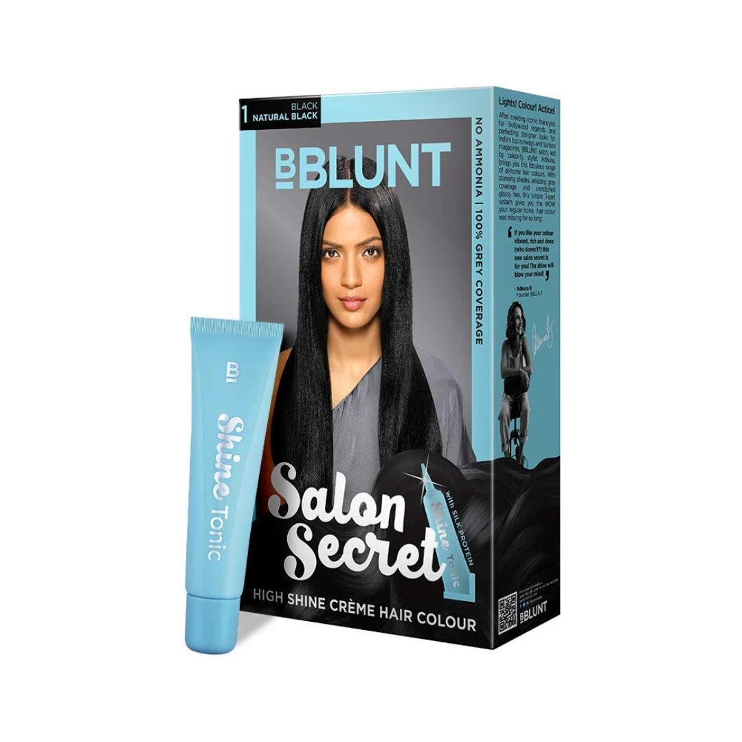 Bblunt Salon Secret High Shine Crã¨Me Hair Colour, 100G - Natural Black 1 - Deals999