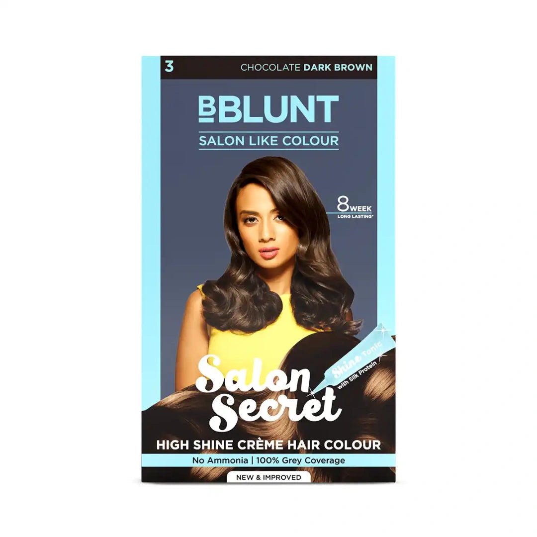 Bblunt Salon Secret High Shine Crème Hair Colour, 100g - Chocolate Dark Brown 3 With Shine Tonic, 8ml - Deals999