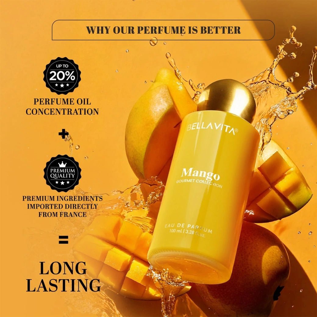 BELLAVITA Gourmet Collection Mango | Long Lasting Perfume for Man and Woman | EDP 100ml | Floral, Woody, Sweet Premium Unisex Fragrance for Men and Women - Deals999