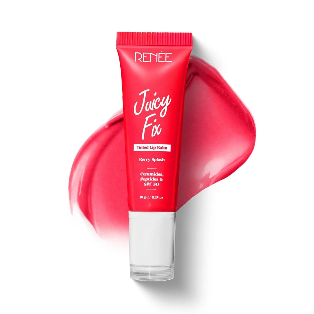 RENEE Juicy Fix Tinted Lip Balm | Shiny, Glossy Finish | Protects Lips With SPF 30 | Repairs & Nourishes Dry, Flaky Lips | With Peptides, Ceramides & Hyaluronic Acid | 10 g