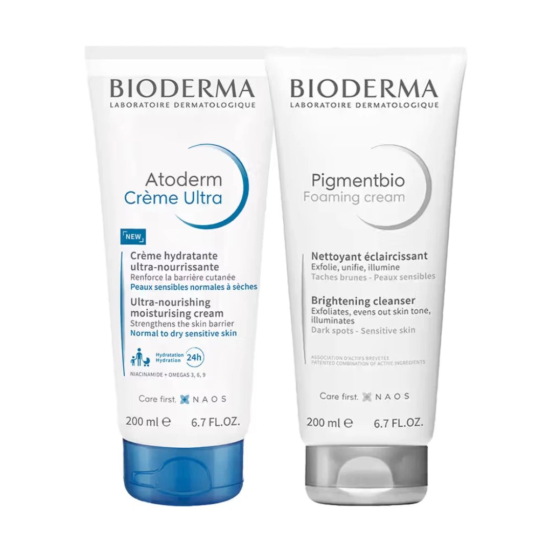 Bioderma Moisturize & Brighten Combo with Atoderm Crème Ultra + Pigmentbio Foaming Cream - Deals999
