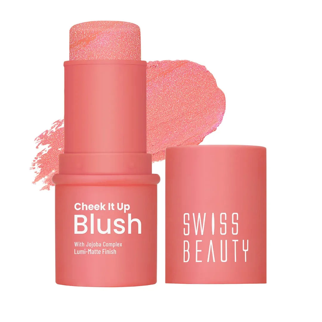 Swiss Beauty Cheek It Up Blush for Cheeks|Lumi-Matte Finish | Lightweight | Easily Blendable | With Jojoba Oil | Shade- High on Pink, 8g