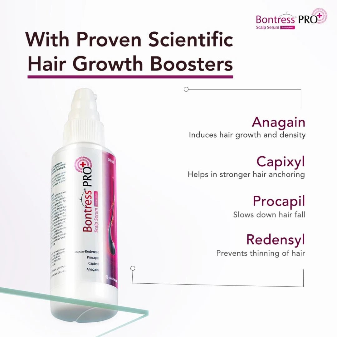 Bontress PRO+ Scalp Serum Fortified with Redensyl, Anagain, Capixyl,Procapil | Hair Serum for Hair Growth & Hair Fall (60ml) - Deals999