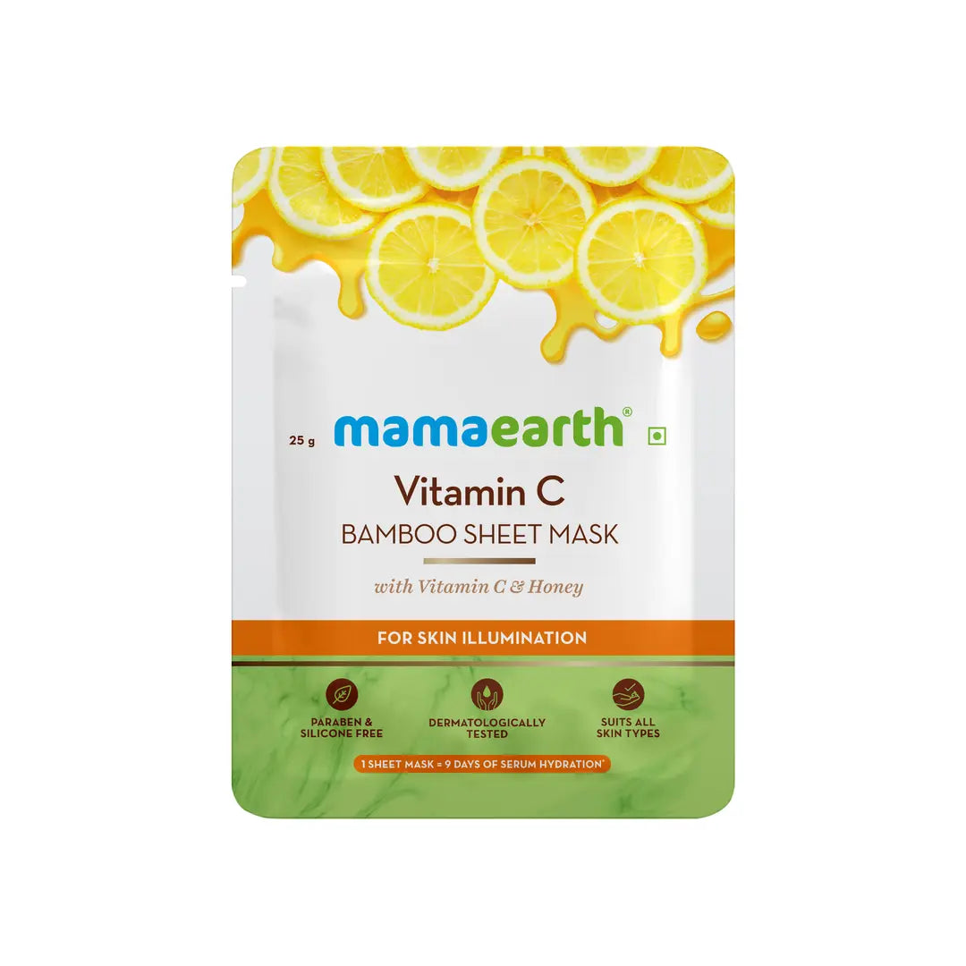 Mamaearth Vitamin C Bamboo Sheet Mask with Vitamin C & Honey for Skin Illumination (25g)