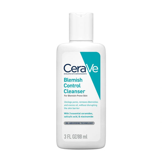 CeraVe Blemish Control Cleanser with 2% Salicylic Acid & Niacinamide for Acne Prone Skin, Controls Acne & Spots, Unclog Pores & Reduces Blemishes, 88ml - Deals999