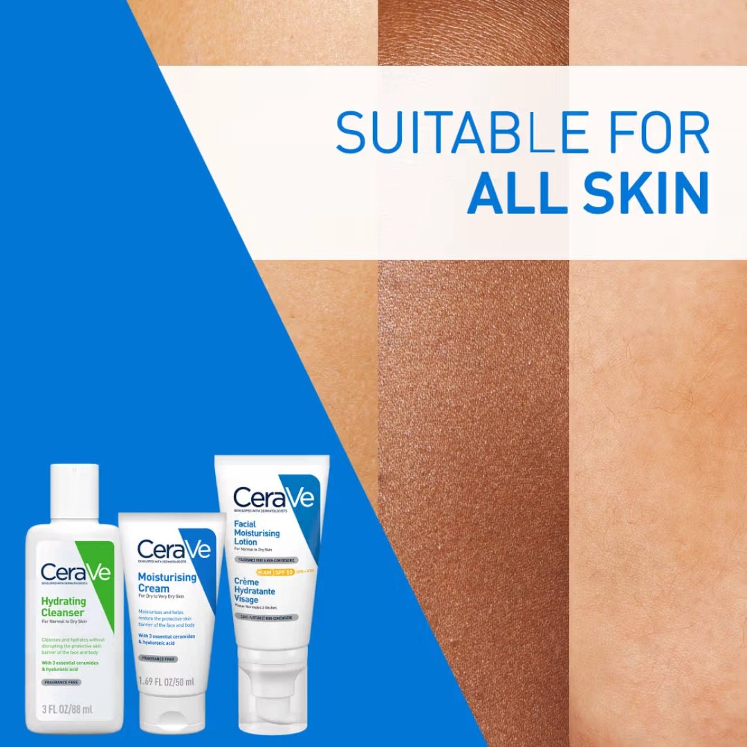 CeraVe Morning Skincare Combo of Facewash, Moisturizer, SPF 50 - Routine for Normal To Dry Skin - Deals999