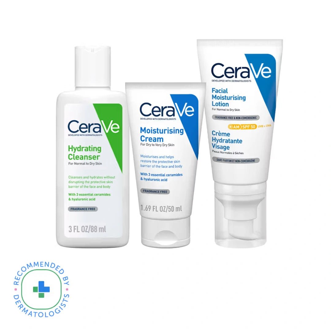 CeraVe Morning Skincare Combo of Facewash, Moisturizer, SPF 50 - Routine for Normal To Dry Skin - Deals999