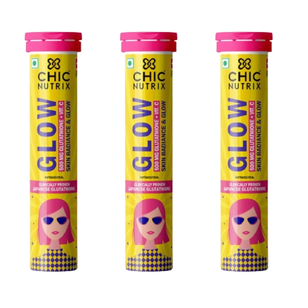 Chicnutrix Glow- 20 Effervescent Tablets| Japanese Glutathione & Vit. C (pack of 3)