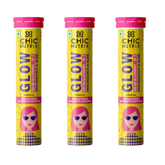 Chicnutrix Glow- 20 Effervescent Tablets| Japanese Glutathione & Vit. C (pack of 3)