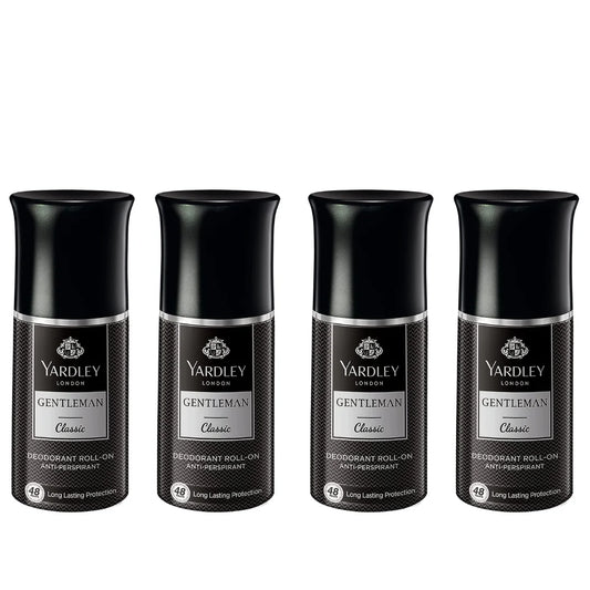 Yardley London Gentleman Classic Deodorant Roll-On| 48-Hours Long Lasting Scent (pack of 4)