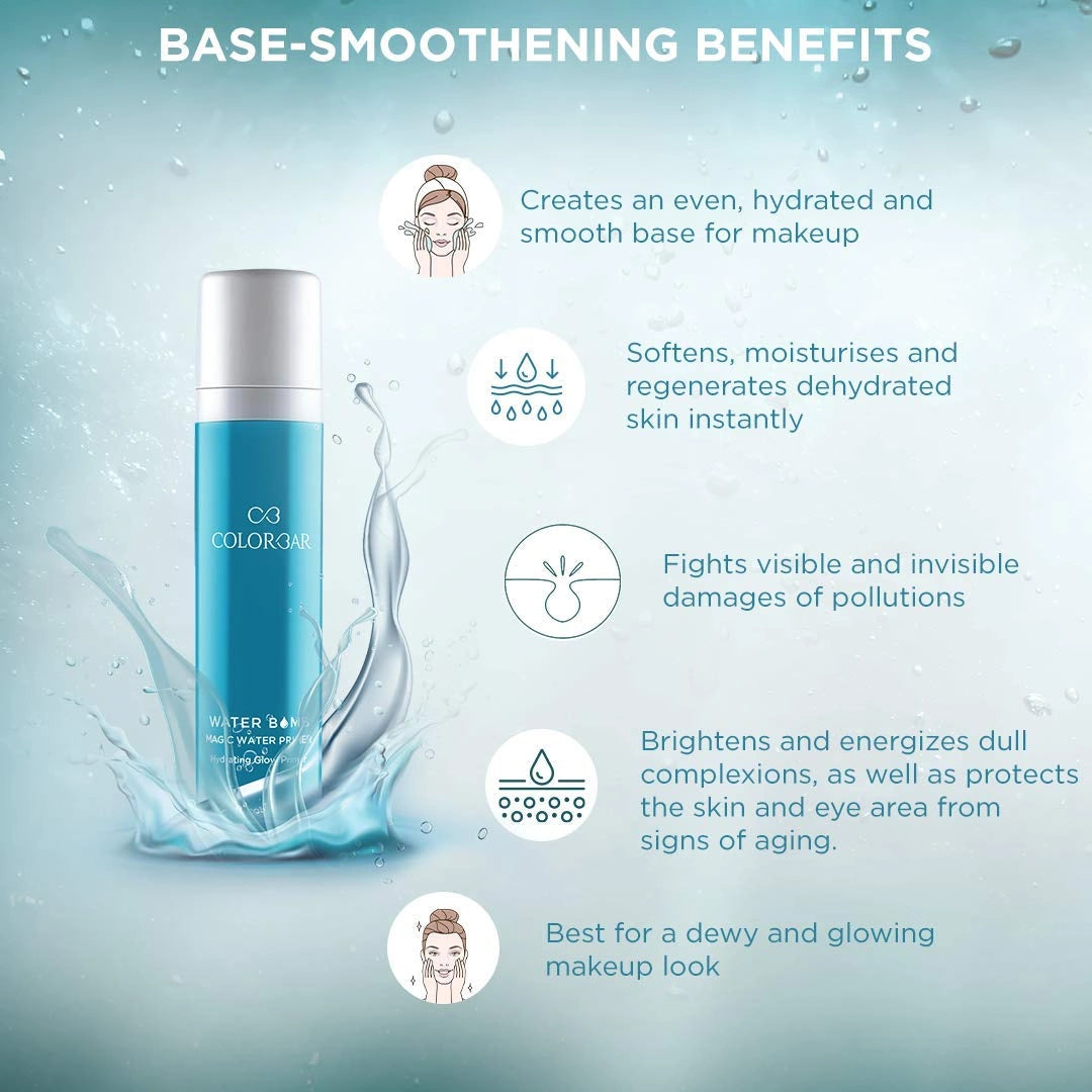 Colorbar Magic Water Primer, Clear, 30 ml | Feather-light glow primer |Ddelivers instant hydration | Protection from pollutants