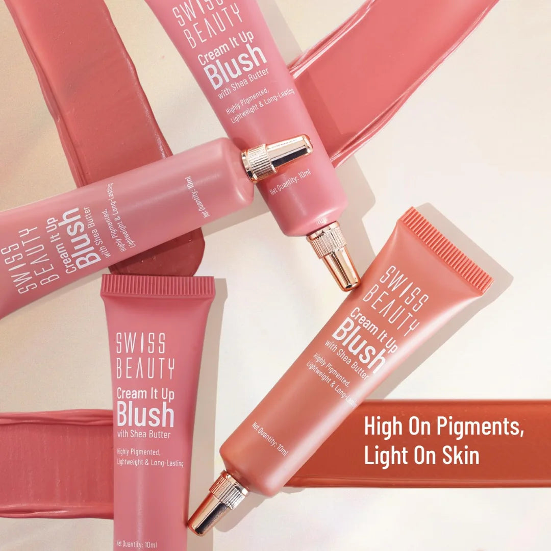 Swiss Beauty Cream It Up Blush | Highly pigmented | Super-blendable | Long-lasting | Enriched with Shea Butter | Multipurpose | Shade-01 Rosy Cheeks, 10m