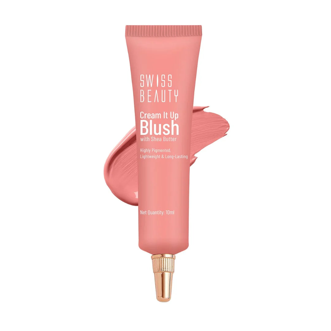 Swiss Beauty Cream It Up Blush | Highly pigmented | Super-blendable | Long-lasting | Enriched with Shea Butter | Multipurpose | Shade-01 Rosy Cheeks, 10m