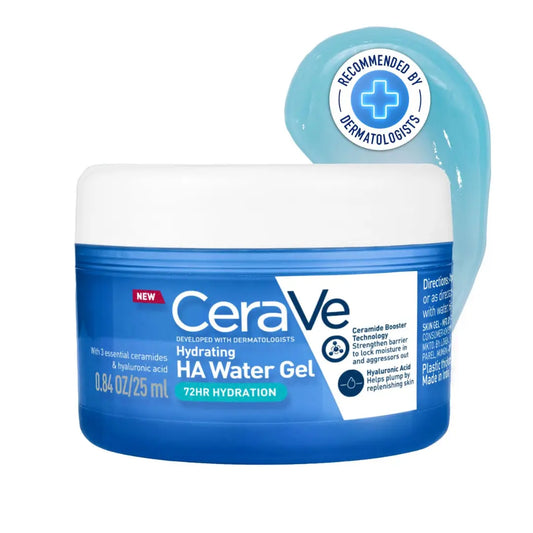 CeraVe HA Water Gel with Hyaluronic Acid, Ceramides & Niacinamide for Plumpy hydration|Oil-free gel moisturizer| 3 sec fast absorption| Dermat recommended for Women & Men| 25 ml
