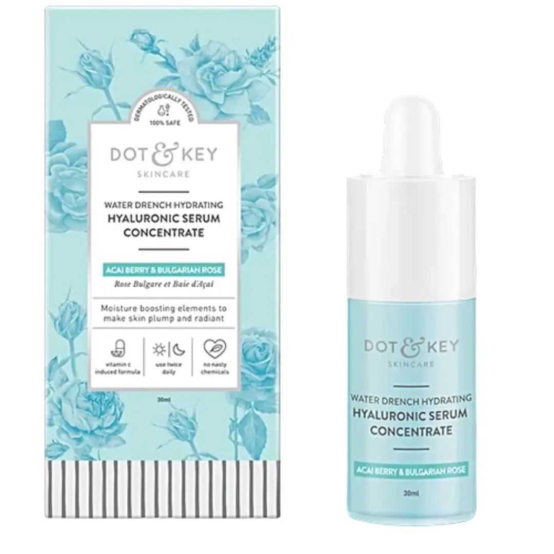 Dot & Key Hydrating Hyaluronic Acid Serum With Vitamin C + E | For Plump, Glowing Skin | Face Serum for Dry Skin, Oily & Normal Skin | With Ceramide & Acai Berry | 30ml