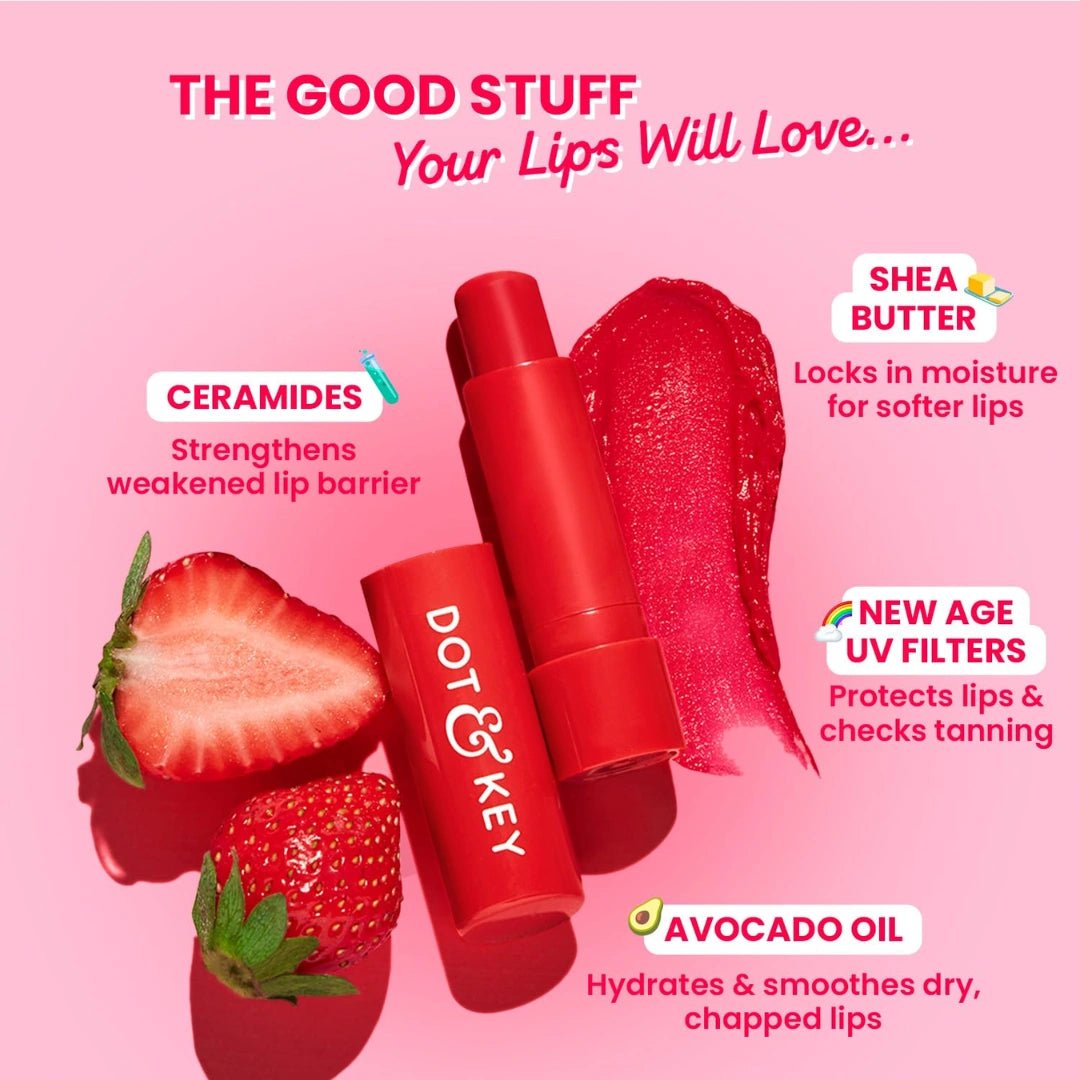 Dot & Key Barrier Repair Hydrating Lip Balm SPF 50+ PA+++, Strawberry Red 4.5 g - Deals999