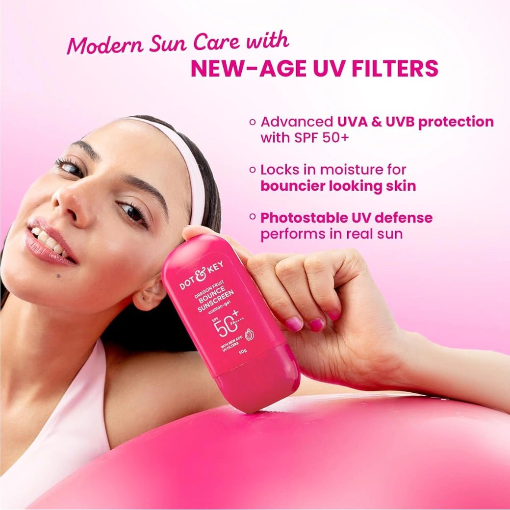 Dot & Key Dragon Fruit Bounce Sunscreen In-Vivo Tested SPF 50+ PA++++, With New-Age UV Filters, Lightweight, Cushion-Gel Texture, Fast-Absorbing, Niacinamide Infused, Broad Spectrum Protection || 50g - Deals999