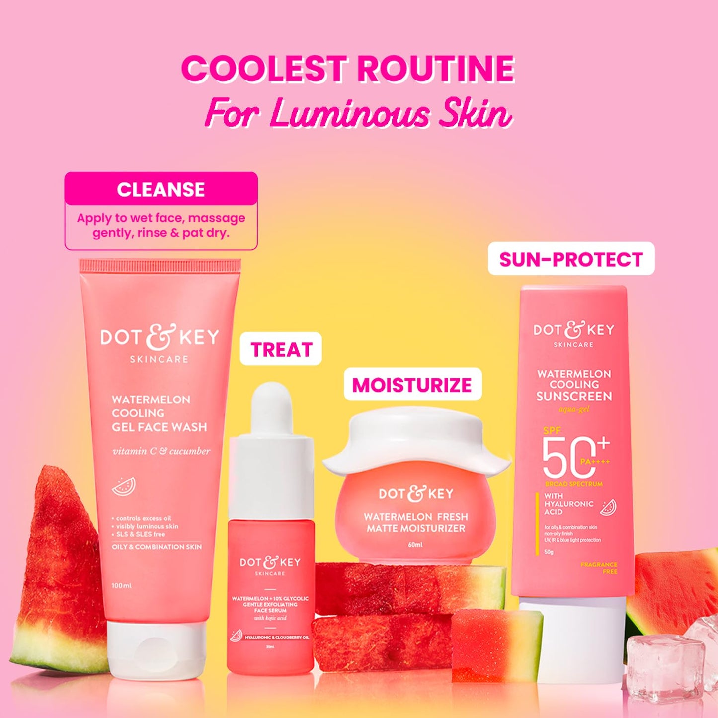 Dot & Key Watermelon Cooling Gel Face Wash With Vitamin C & Cucumber | Face Wash For Glowing Skin|Oil Free |Removes Excess Oil & Dirt | For Combination & Oily Skin| For Women & Men|100Ml - Deals999