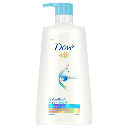 Dove Glycolic + Hydration Shampoo 650 ml with 5% Hydra - Glycol for Upto 100 hours of hydrated, fluid hair. - Deals999