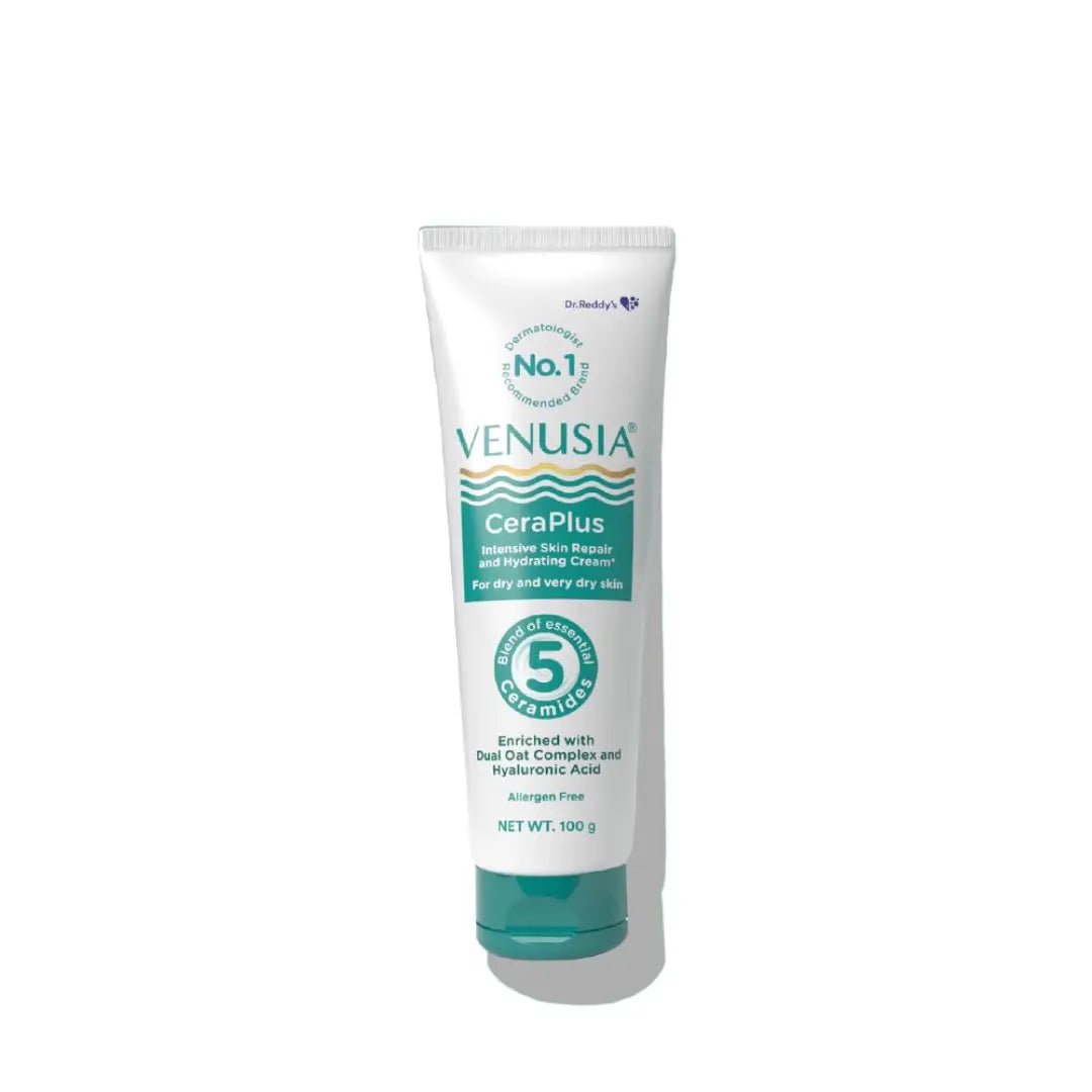 Dr. Reddy's Venusia CeraPlus Moisturizing Cream For Dry Skin - Formulated With 5 Essential Ceramides, Oat Complex & Hyaluronic Acid : 100g - Deals999