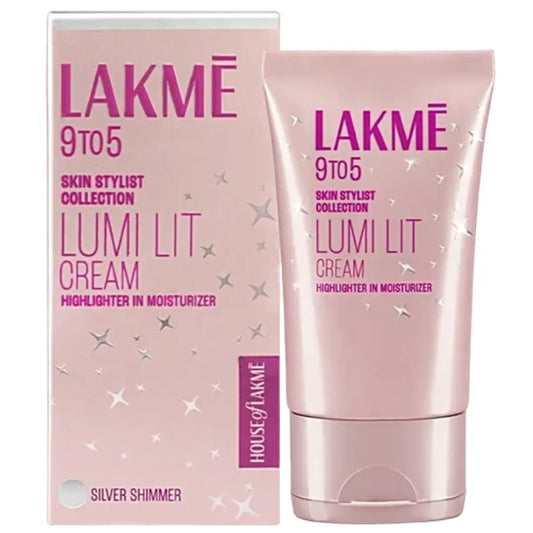 Lakme 9To5 Lumi Lit Cream Highlighter In Moisturiser, 30 g Silver Shimmer