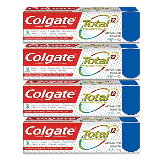 Colgate Total Advanced Health Anticavity Toothpaste for whole mouth covering teeth, tongue, cheeks and gums - 120 g (Pack of 4)