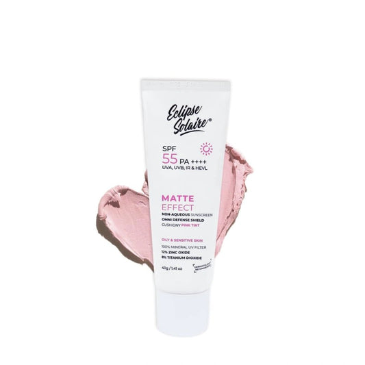 Eclipse Solaire Matte Sunscreen SPF 55 PA++++ | Lightweight, No White Cast, Waterproof & Sweat Resistant Tinted Sunscreen for Oily, Acne-Prone & Sensitive Skin – 40g - Deals999