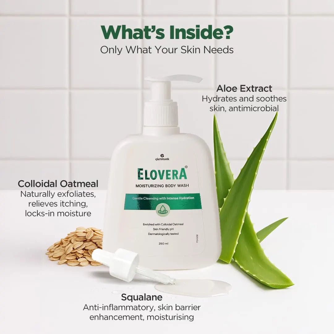 Elovera Body Wash Glenmark 250Ml, Enriched With Aloe Vera & Vitamin E, Intense Moisturising Formula I Hydrates And Makes The Skin Soft And Healthy I Lightens Skin Blemishes I Non - Greasy - Deals999