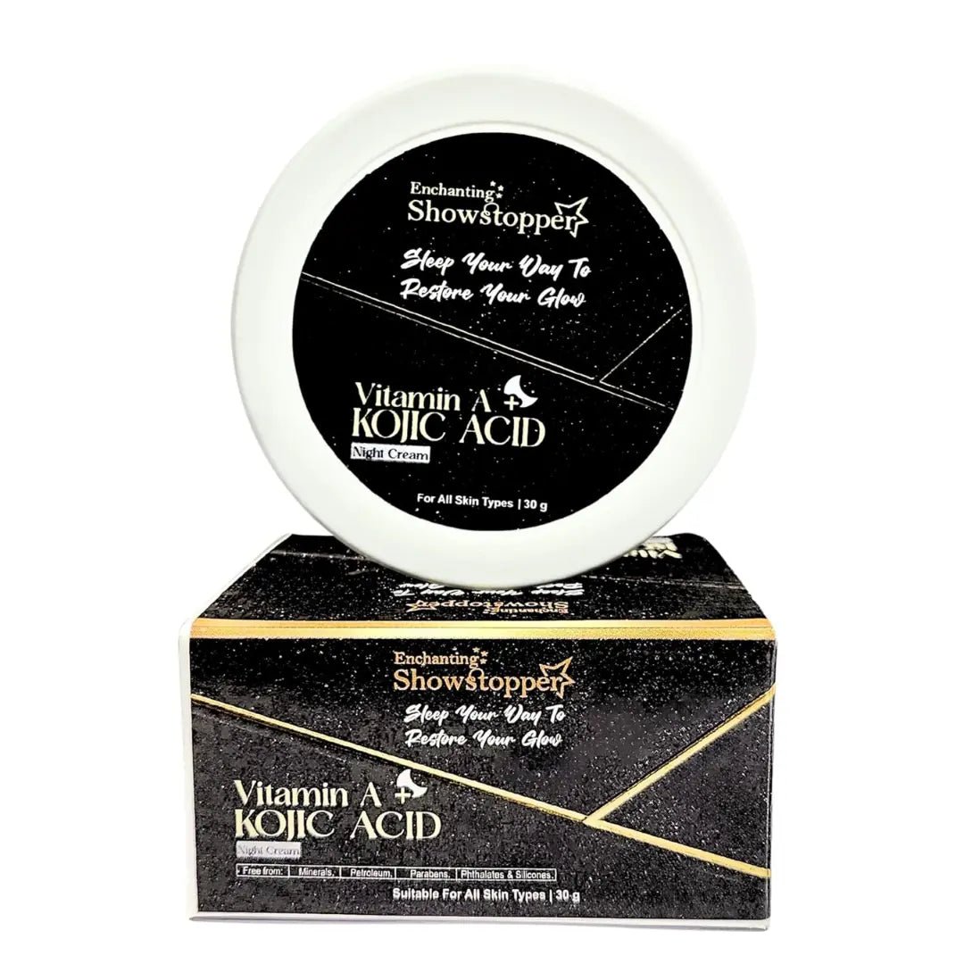 Enchanting Showstopper Vitamin A & Kojic Acid Night Cream with Retinol, Bakuchiol & Squalane | Dark Spot Reduction, Skin Brightening &... - Deals999