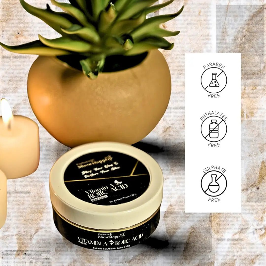 Enchanting Showstopper Vitamin A & Kojic Acid Night Cream with Retinol, Bakuchiol & Squalane | Dark Spot Reduction, Skin Brightening &... - Deals999