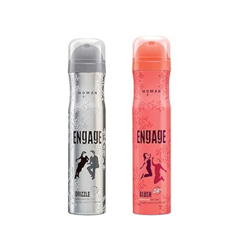 Engage New Metal Range Drizzle Deodorant Spray For Women, 150ml / 165ml and Engage Blush Deodorant For Women, 150ml / 165ml