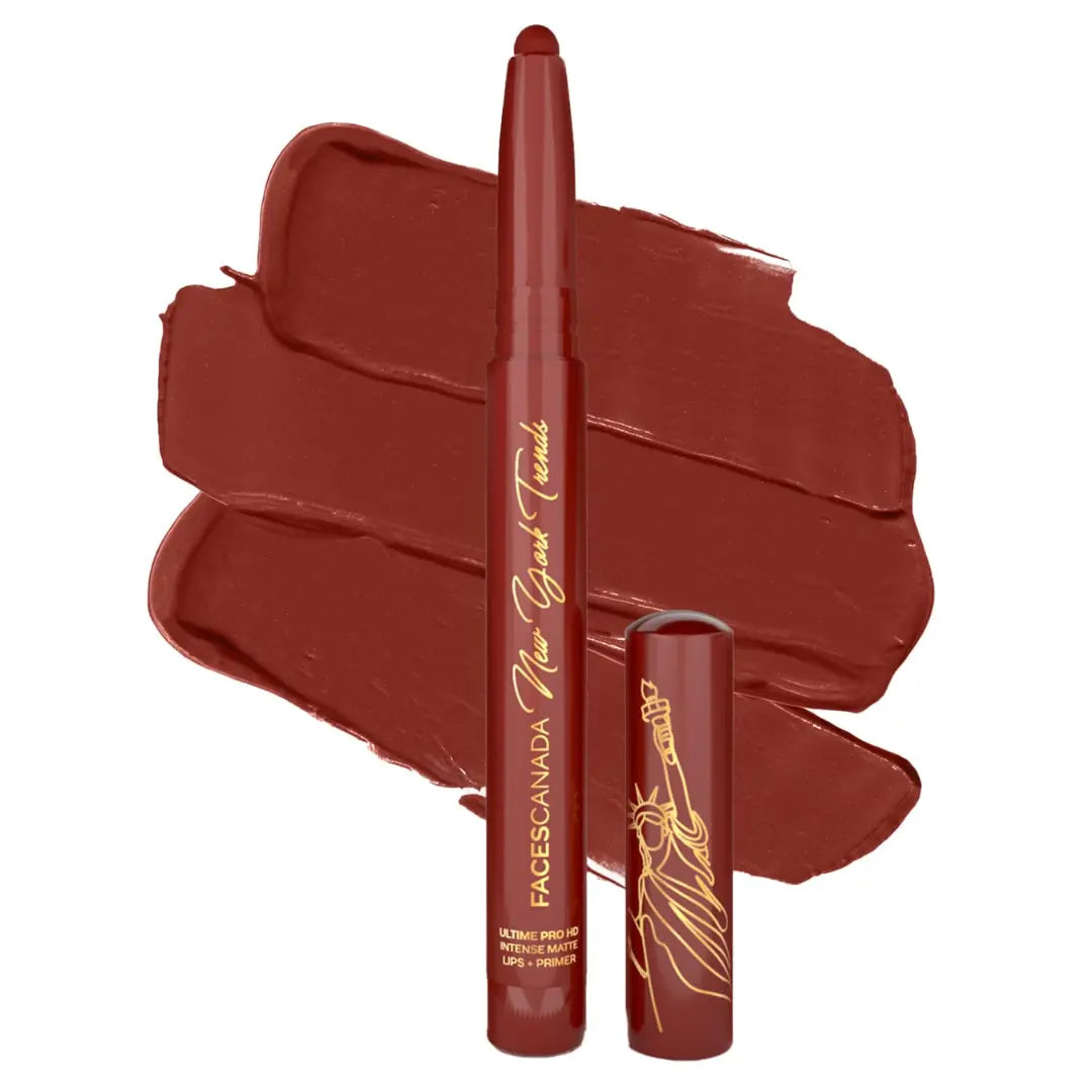 FACES CANADA Ultime Pro HD Intense Matte Lipstick + Prime | 9HR Long Stay | Flawless HD Matte Finish | Intense Color | Lightweight | Smooth Glide | Primer Infused