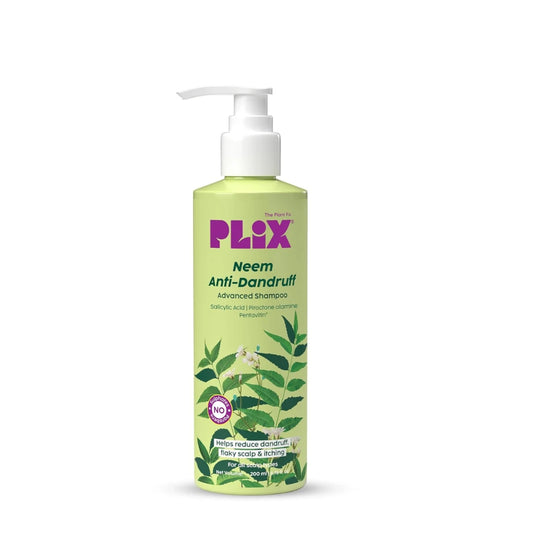 PLIX - THE PLANT FIX Neem Anti-Dandruff Advanced Shampoo | Piractone Olamine & Pentavitin Paraben & Sulphate Free | For Men & Women | 200ml