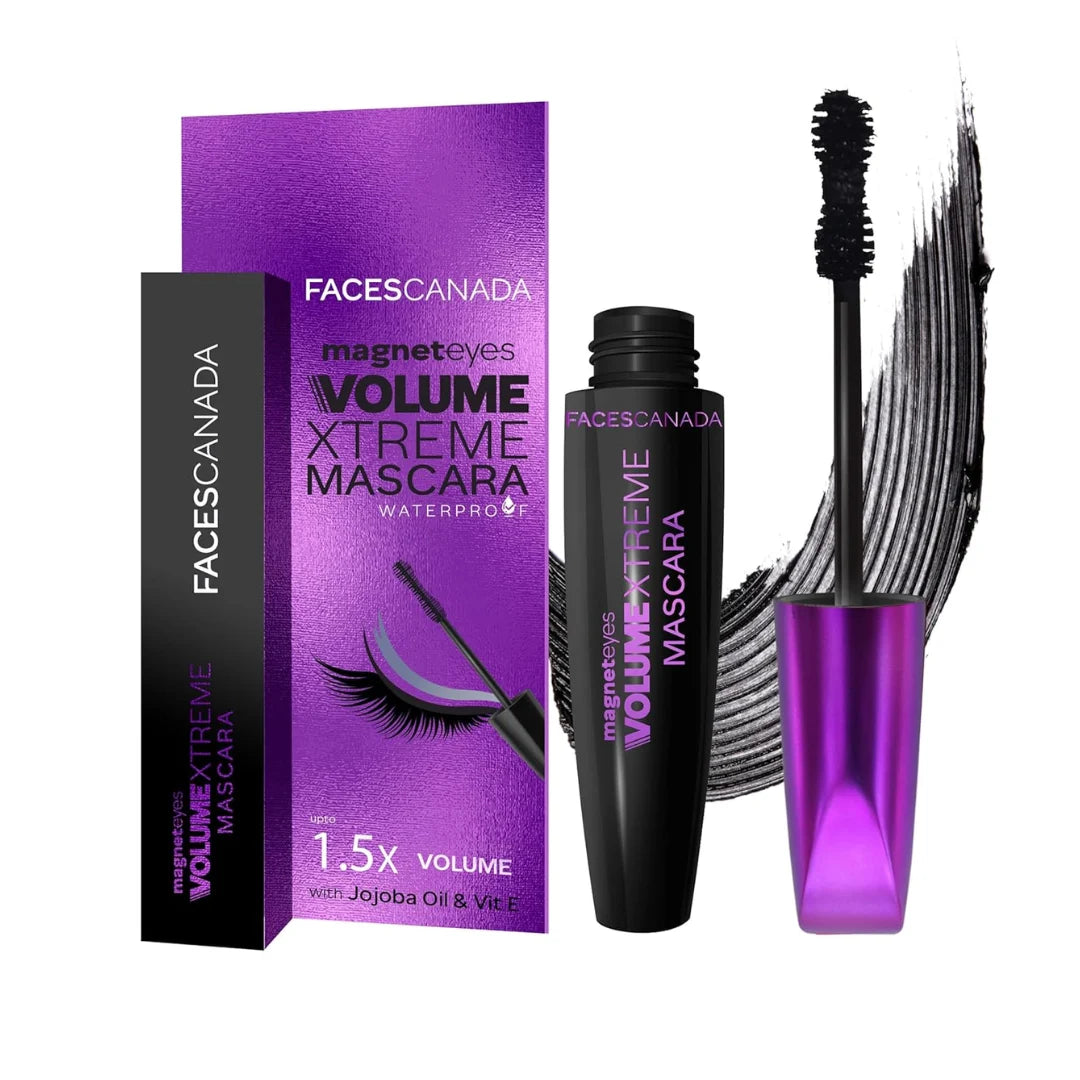 FACES CANADA Magneteyes Curl Xtreme Mascara - Black, 8g | Curls Lashes | Waterproof | Quick Drying | Long Wear | Intense Black Finish | Lightweight | Enriched With Jojoba Oil & Vitamin E