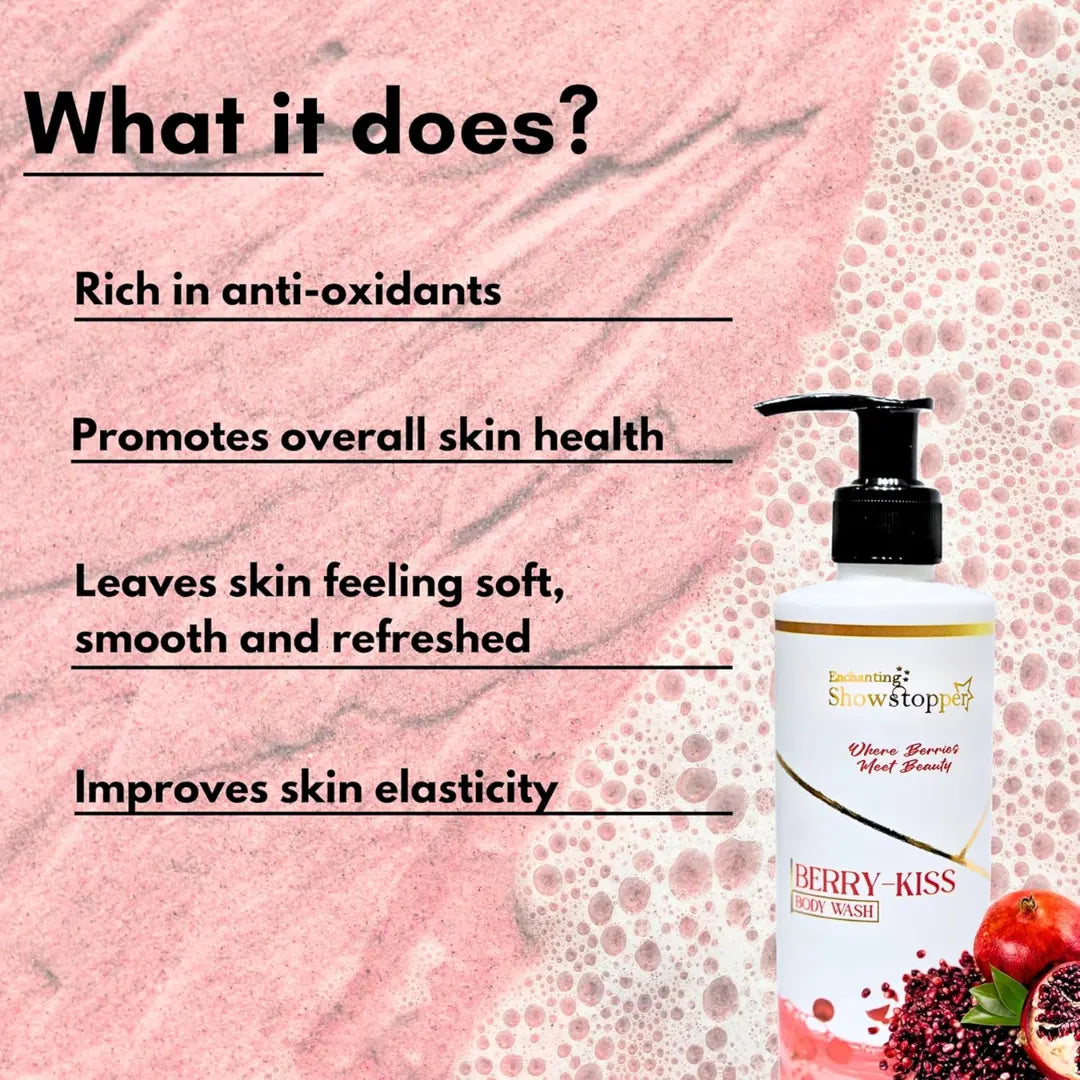 Enchanting Showstopper Berry Kiss Body Wash – Hydrating & Nourishing for Soft, Radiant Skin | Gentle Daily Cleanser for All Skin Types | Paraben &...
