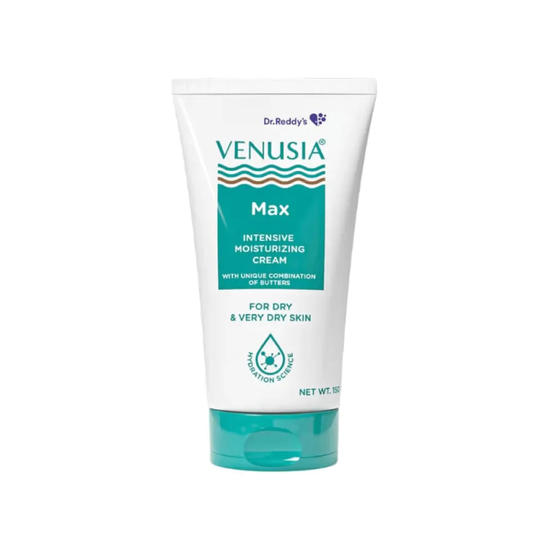 Dr. Reddy's Venusia Max Intensive Moisturizing Cream | Dermatologist Recommended for Dry to Very Dry Skin | Clinically proven for up to 24 hrs. Moisturization | For Face & Body | Cocoa Butter, Mango Butter & Aloe Butter | 150 g