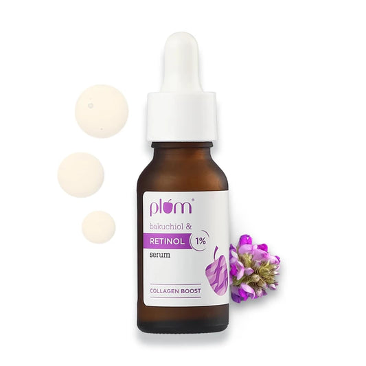 Plum 1% Retinol Anti-Aging Night Face Serum with Bakuchiol | Boosts Collagen, Reduces Fine Lines & Wrinkles | Retinol Serum for Face | for Women & Men | Beginner-Friendly | Suits All Skin Types | 30ml