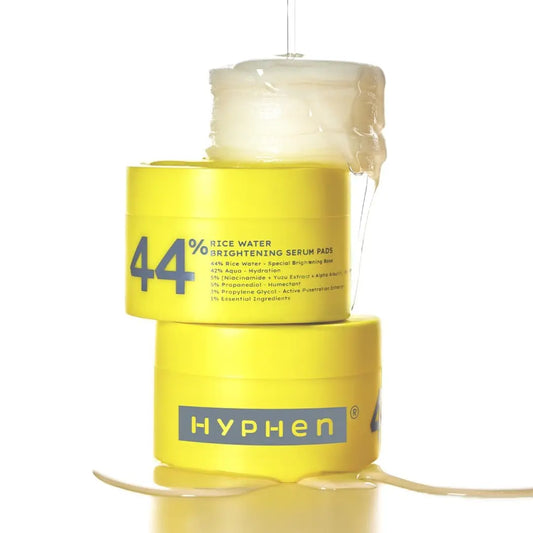 Hyphen 44% Rice Water Brightening Face Serum Pads | 5% Niacinamide & Alpha Arbutin to Reduces Dark Spots & Pigmentation | Toner Pads with Serum for Glowing Glass Skin | All Skin Types - 50N