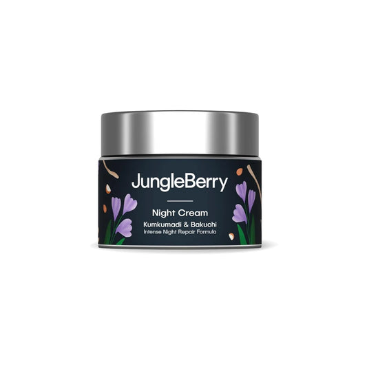 JUNGLE BERRY Kumkumadi & Bakuchi Night Cream with Intense Night Repair Formula Cream for Brightness Skin and Reduce Dark Spots | 25g