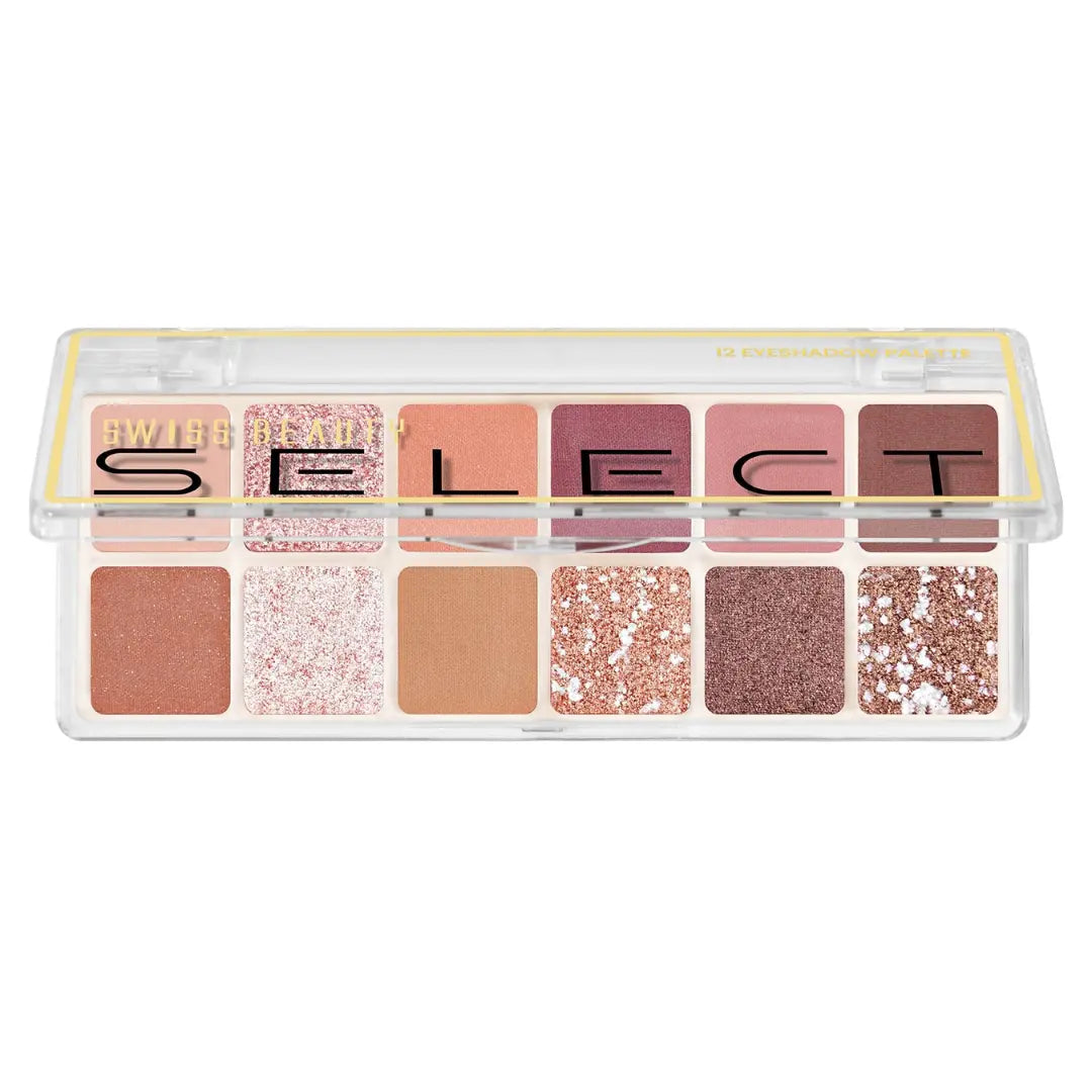 Swiss Beauty Select 12 shades Eyeshadow Palette | Mattes + Shimmers + Metallics, Slow Days | Shade - Slow Days, 10gm | 1 Count