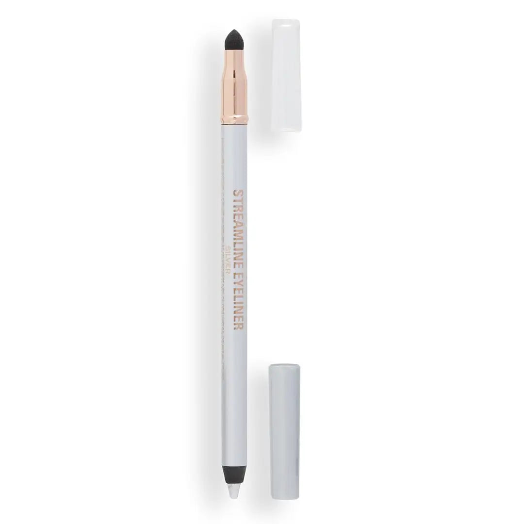 Revolution Skincare London Streamline Waterline- Eyeliner Pencil-Silver |Ultra Creamy And Pigmented Texture |Smooth And Buttery Application |Smudge Proof | Built In Smudger For Smokey Looks | 1.3Gm.