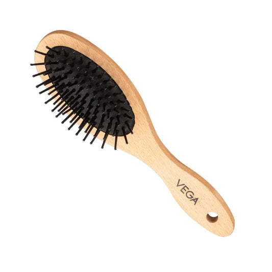 Vega Compact Wooden Hair Brush for Men and Women with Travel Friendly, (R4-CB)