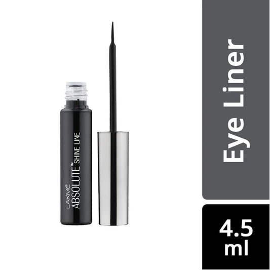 Lakme Absolute Shine Liquid Eye Liner, Black, Long Lasting Shimmery Liner for a Glossy Finish - Smudge Proof Eye Makeup, Does Not Fade, 4.5 ml
