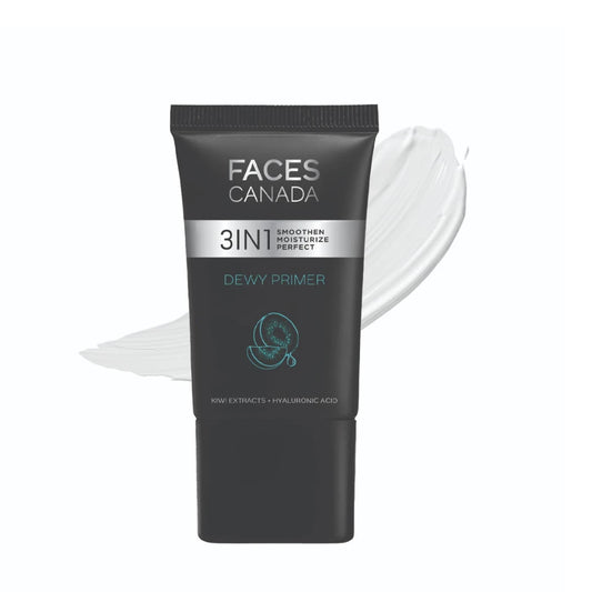 FACES CANADA Dewy Primer, 30g | Blurs Imperfections | Flawless Dewy Base | Lightweight Hydrating Creamy Texture | Smoothens & Moisturizes Skin | Hyaluronic Acid, Vitamin C & E | No Alcohol & Parabens