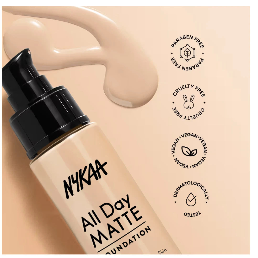 Nykaa All Day Matte Long Wear Liquid Foundation For Normal To Combination Skin - Biscuit 05