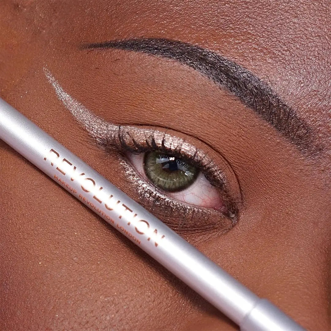 Revolution Skincare London Streamline Waterline- Eyeliner Pencil-Silver |Ultra Creamy And Pigmented Texture |Smooth And Buttery Application |Smudge Proof | Built In Smudger For Smokey Looks | 1.3Gm.